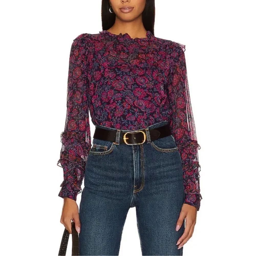 CLEOBELLA Fiorella Blouse NEW Size Medium Floral Long Sleeve Purple